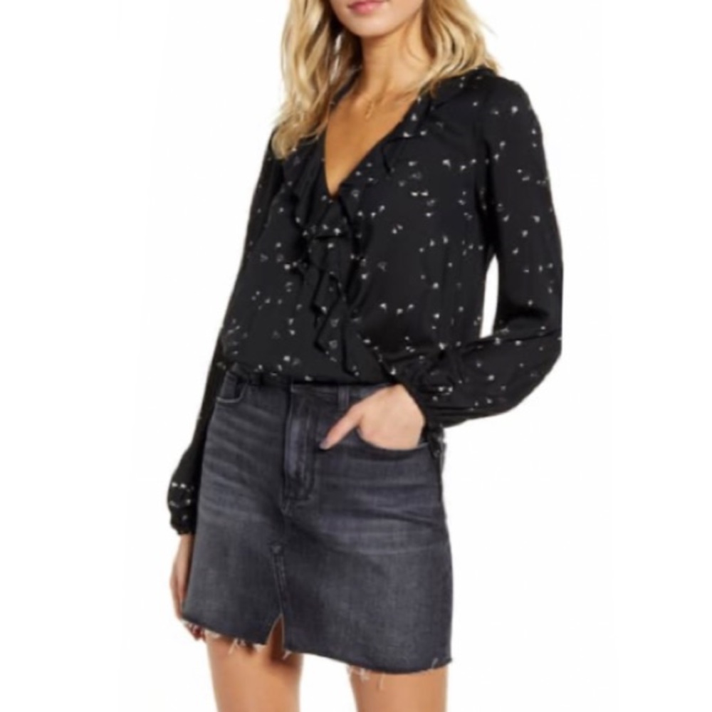 PAIGE Abelie Long Sleeve Floral Ruffle Top